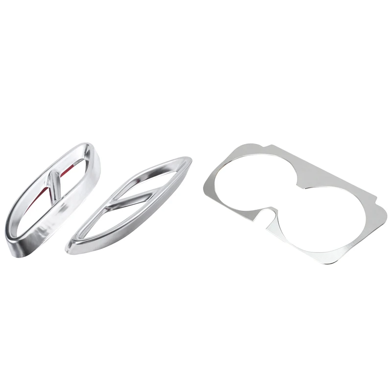 

2 Set Car Accessories:1 Set Automotive Exhaust Pipe Tail Throat Refi & 1 Pcs Water Bottle Cup Holder Trim Cover Sticker