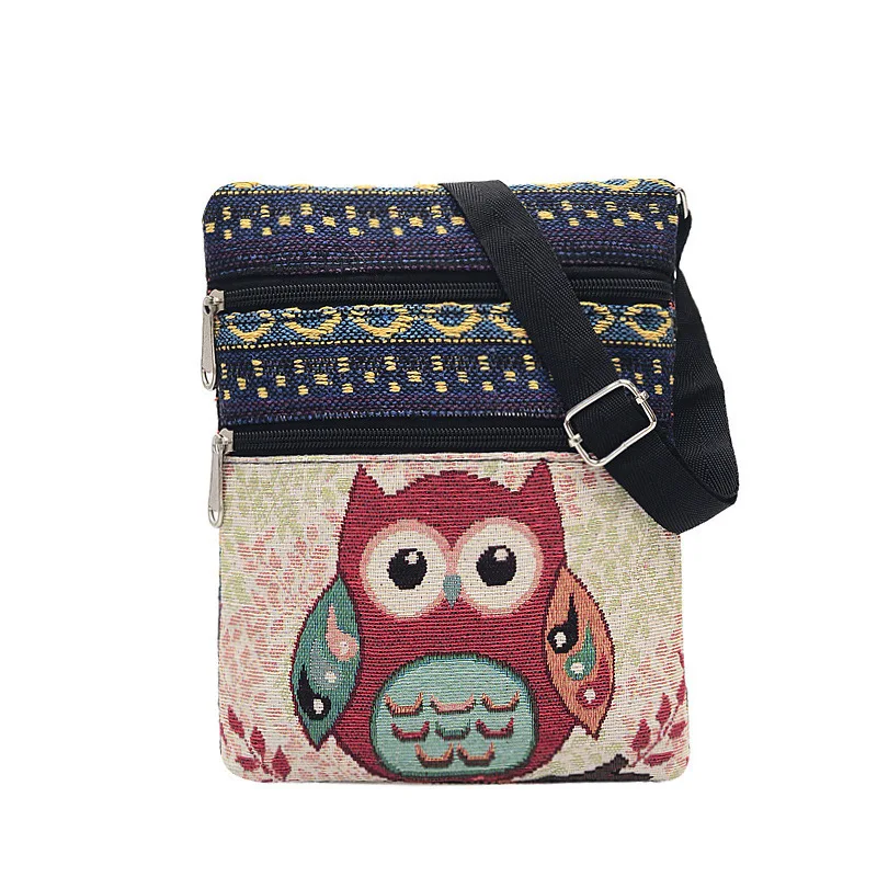 Женская мини-сумка с мультяшным принтом совы сумка-конверт на плечо повседневный