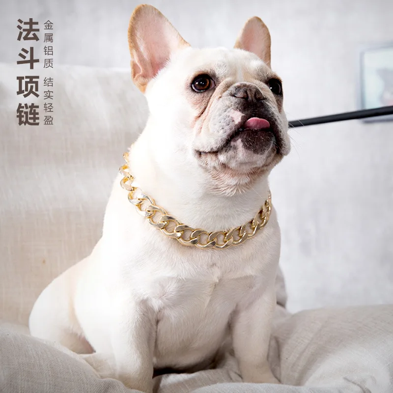 

Fighting Teddy Pug Dog Bully Gold Chain Small and Medium-sized Dog Collar Domineering Pet Necklace Jewelry Accessories