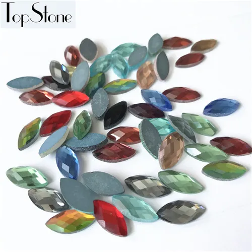 TopStone 5x10 7x15 6x12 8x16 10x20 13x25 мм прозрачный Navette граненые стеклянные камни с плоской