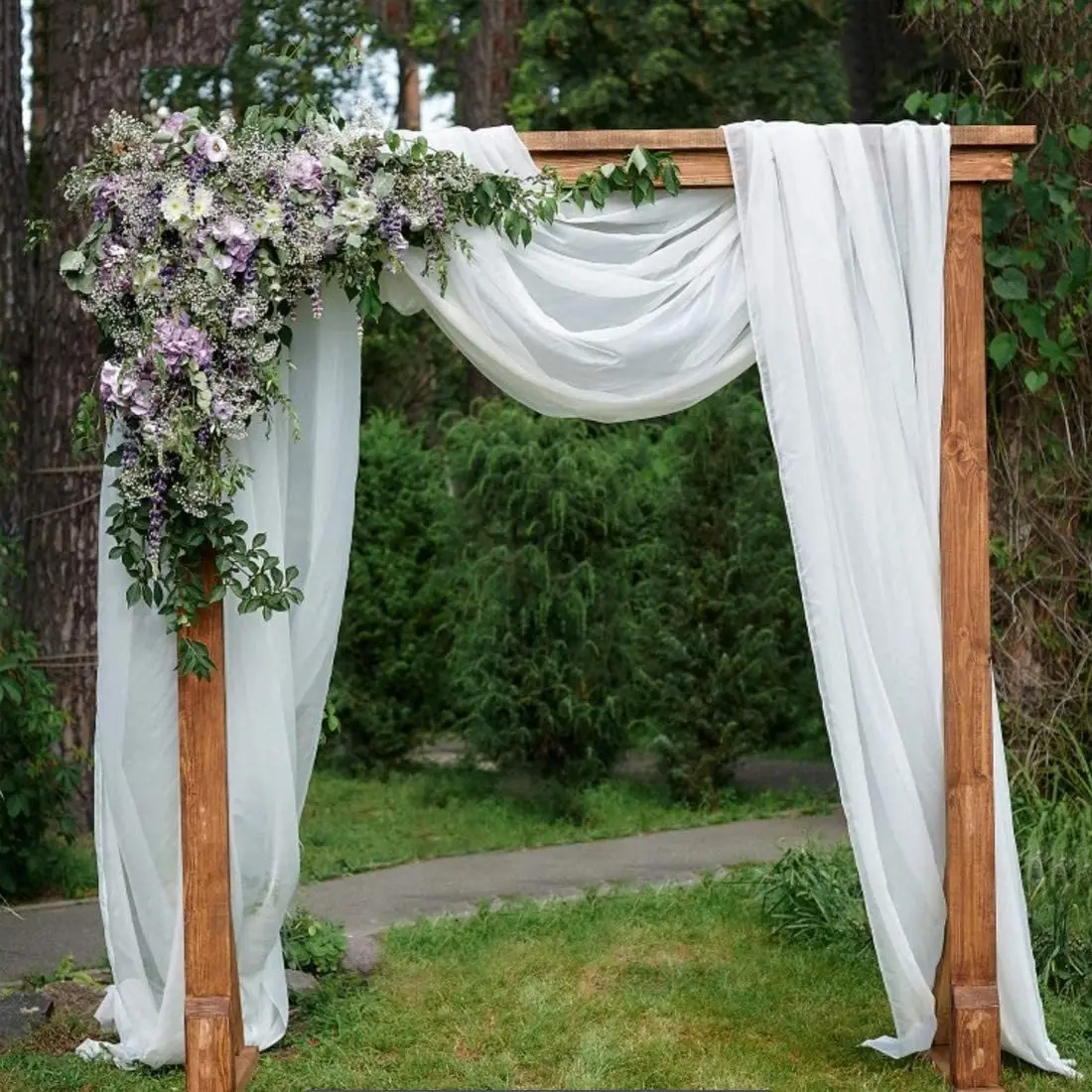 

BILEEHOME Chiffon Drapery Tulle Curtain Outdoor Wedding Arch Background Chiffon Fabric Curtain Drapery Ceremony Reception Swag