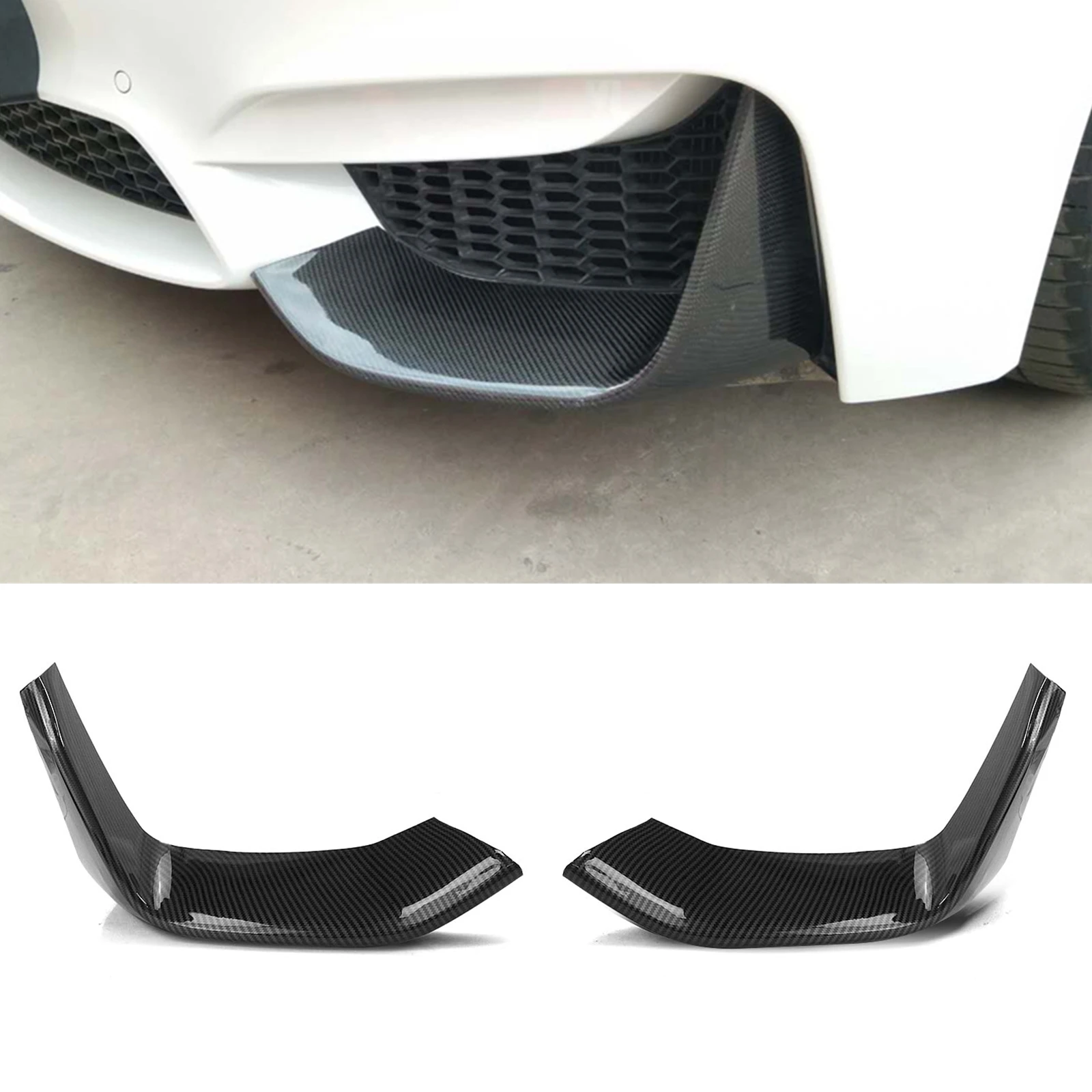 

Front Bumper Side Splitter Cover Lip For BMW F80 M3 F82 F83 M4 2015-2019 ABS+Carbon Fiber Car Air Intake Vent Lower Hood Spoiler