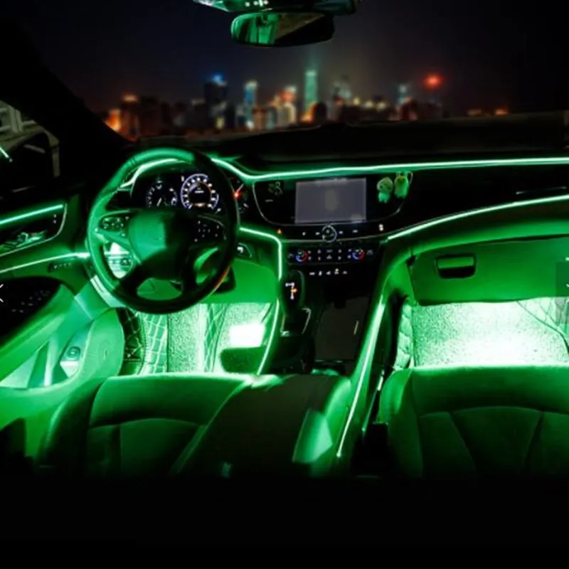 

New 5PCS RGB LED Strips Ambient Light APP bluetooth Control for Car Interior Atmosphere Light Lamp DIY Music 6M Fiber Optic Band