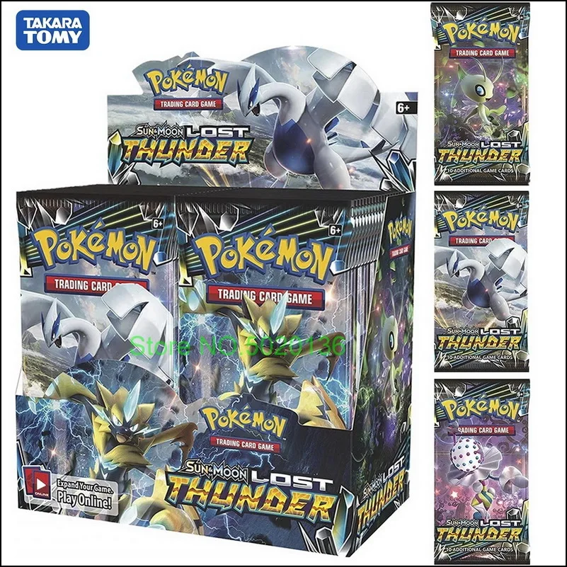 324 карт карты Покемоны солнце и луна потеря грома бустер коробка (упаковка из 36)
