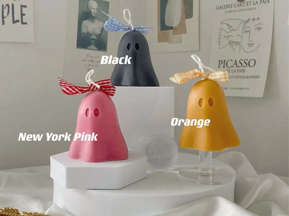 Molde de silicona para velas de fantasma de Halloween, dise&ntilde;o elegante, molde para velas hechas a mano, jab&oacute;n peque&ntilde;o con forma de fantasma, regalo creativo de cumplea&ntilde;os-2