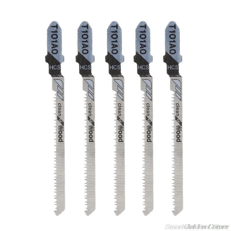 

5 Pcs T101AO HCS T-Shank Jigsaw Blades Curve Cutting Tool Kits For Wood Plastic F25 21 Dropshipping