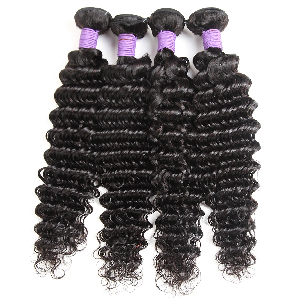 Fashow Brazilian Deep Wave Hair Bundles With Frontal Closure Curly Human with Ear to 13X4 Lace | Шиньоны и парики