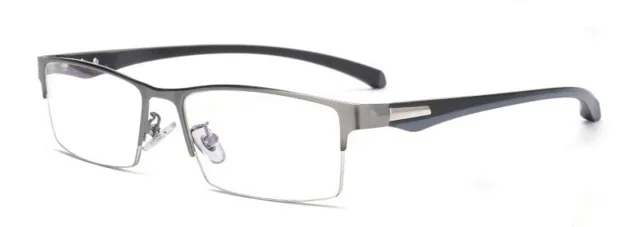 Gray-half Men Myopia Glasses Frames Half&Full Male Eyeglasses Frame Fashion Metal Eyewear TR90 legs Prescription Optical Grade Glasses - Цвет оправы: Gray-half