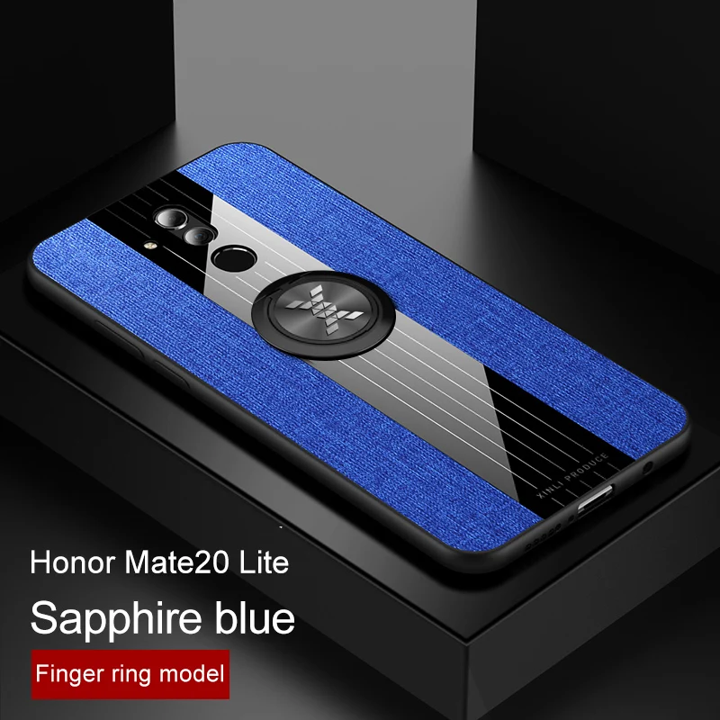 Blue With Ring Для huawei mate 20 Lite чехол матовая ткань глянцевый чехол для huawei mate 20 Pro mate 10 Lite противоударный чехол для телефона с кольцом держатель - Цвет: Blue With Ring