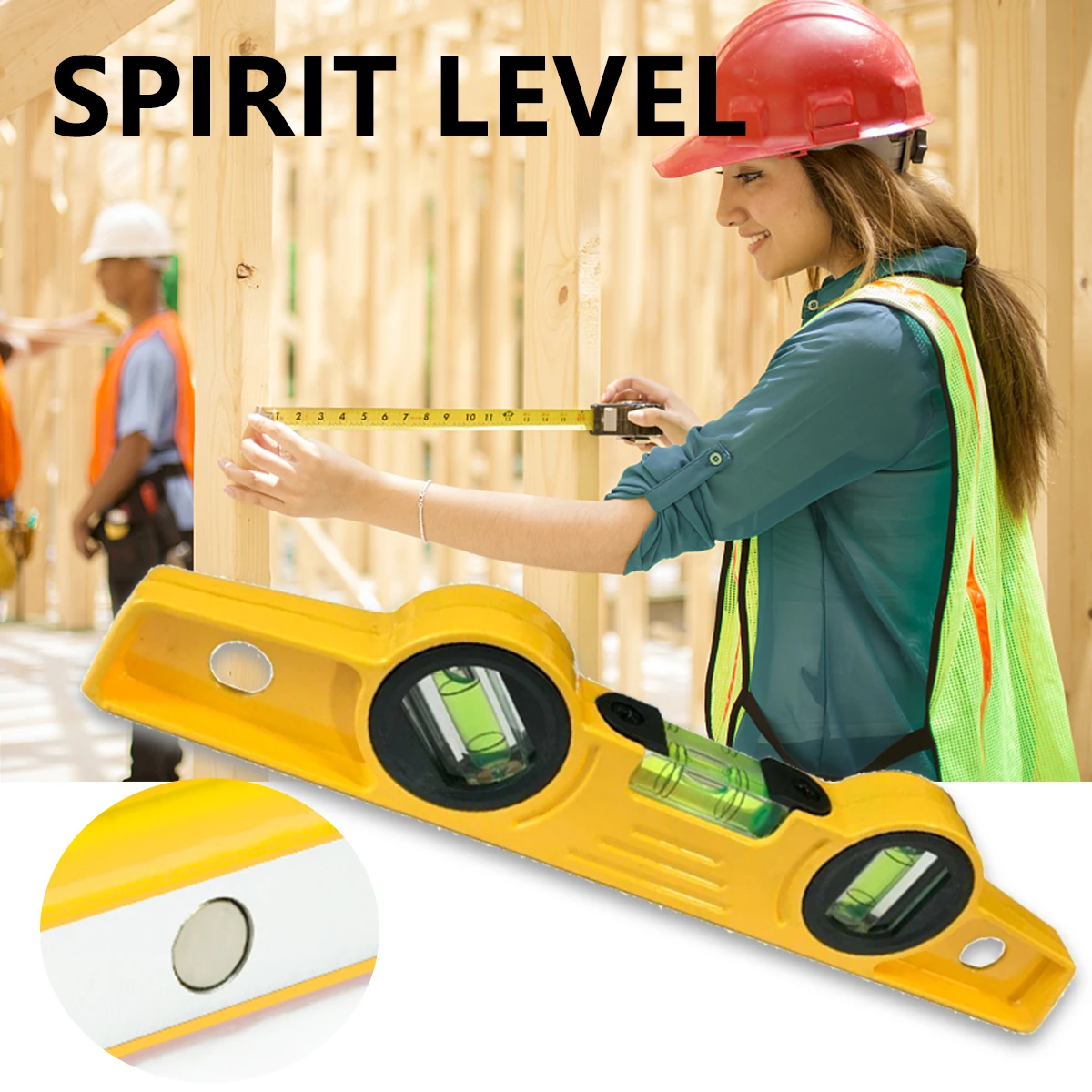 

10 Inch Spirit Level Magnetic Edge Torpedo Level Small Brick Line Ruler 3 Bubble Level Bubble Level Shockproof Toolbox Level
