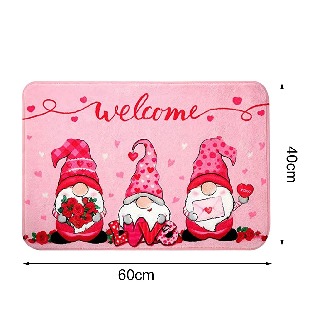 

2021 Happy Valentine's Day Gnome Decorative Doormats for Indoor Outdoor Entrance Bathroom Doormat Non Slip Welcome Mats J99
