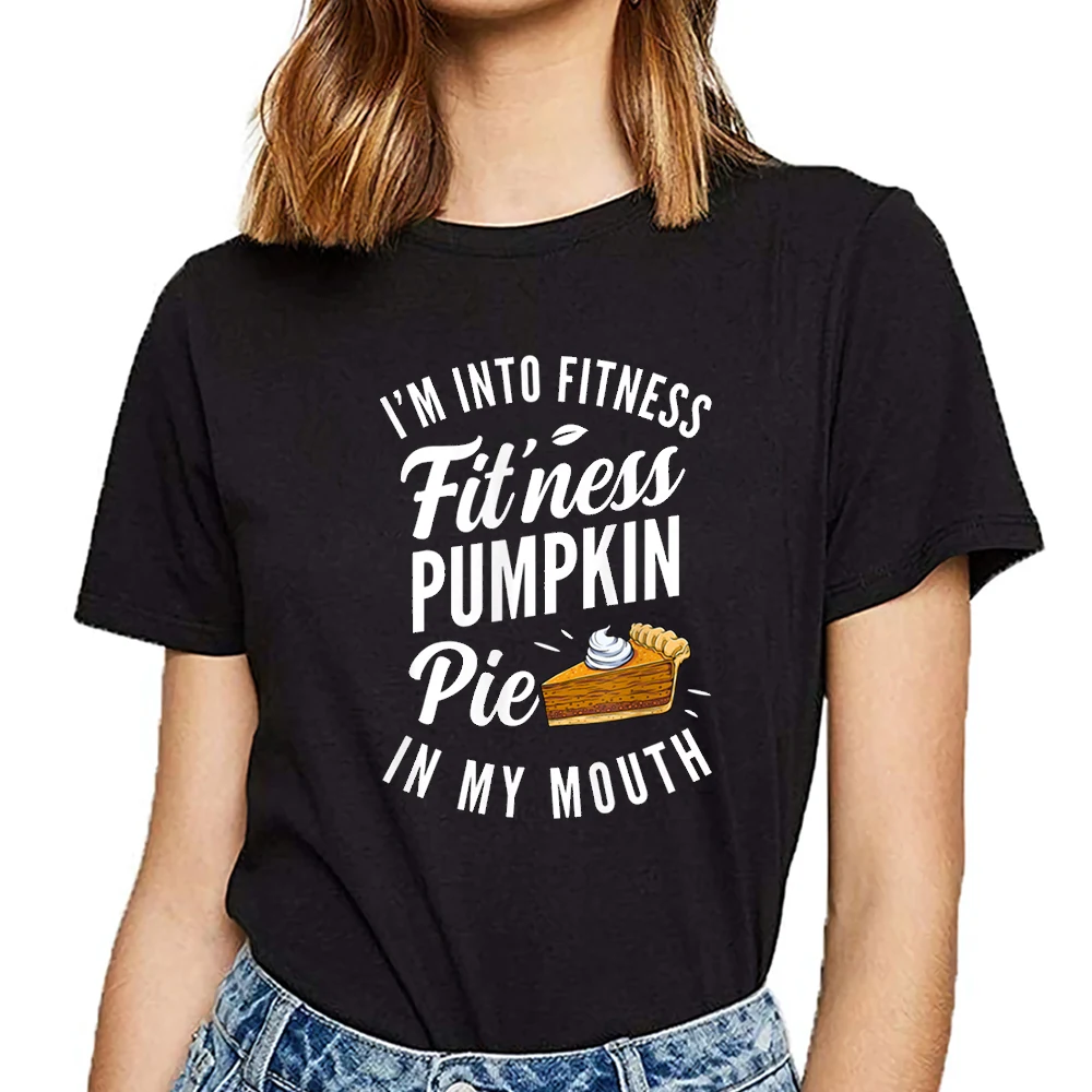 Топы футболки для женщин i m into fitness тыквенный пирог в моем рту забавные tha Humor белая