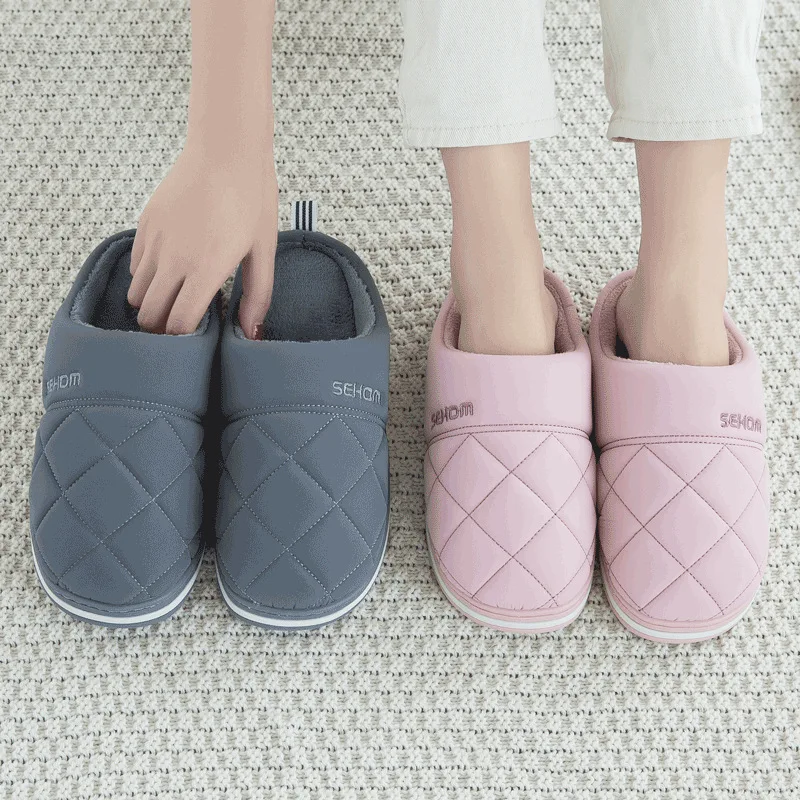 Классические женские зимние теплые домашние тапки мужские и домашняя обувь из