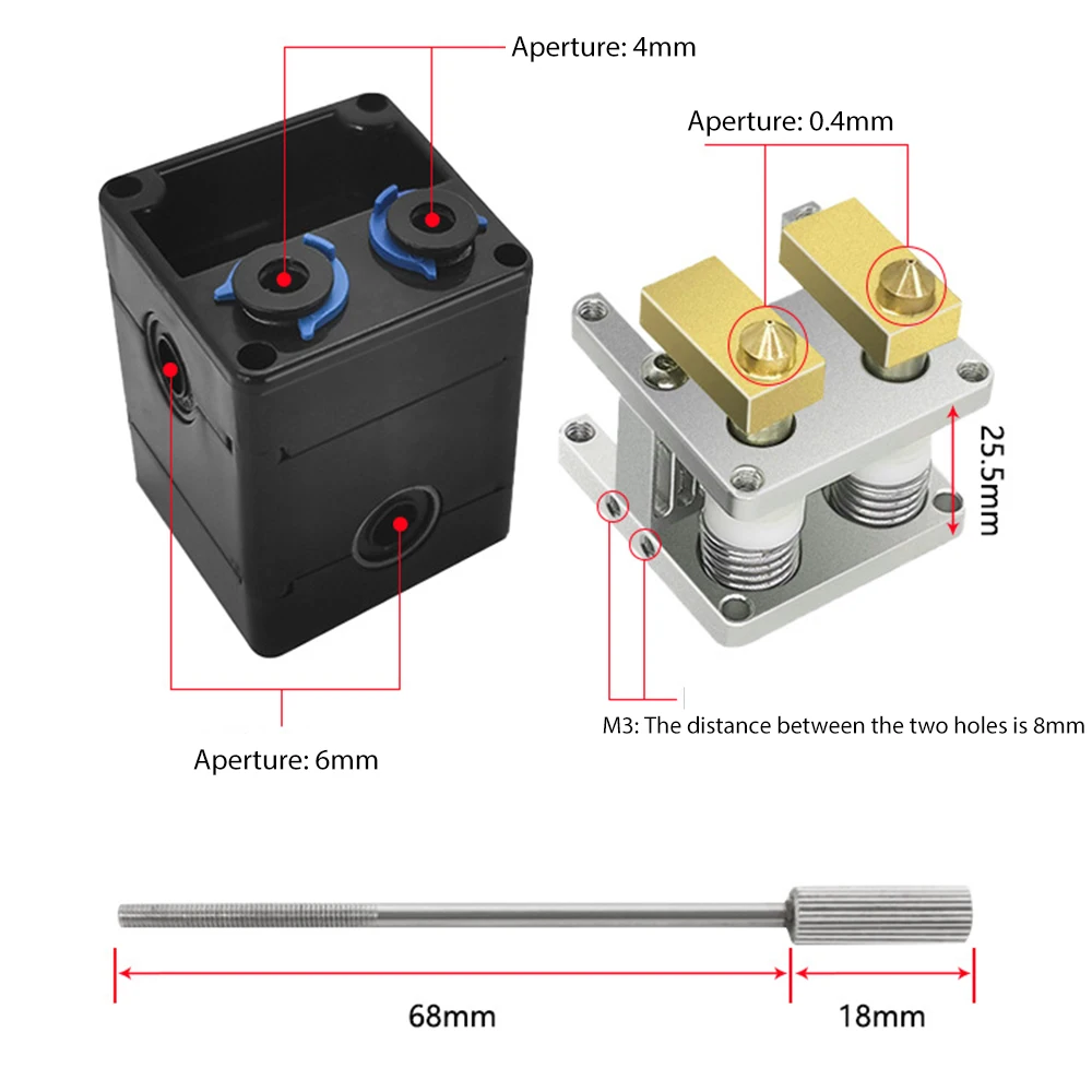 3D Printer Heaterblock UM2 Dual Heads Extruder Block Hot End DIY Assembly Parts Kit for 1.75mm | Компьютеры и офис