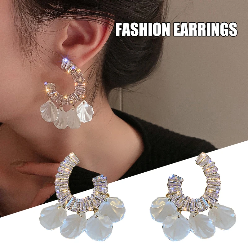 

Винтажные серьги-гвоздики из акрила с инкрустацией из искусственного циркона для женщин и девушек, Роскошные элегантные серьги, ювелирные изделия в подарок d88