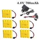 Перезаряжаемый аккумулятор 4XAA, никель-кадмиевый аккумулятор 4,8 в 700 мА ч для игрушечного автомобиля, с зарядным устройством SM-2P в, 4,8 В, 4,8 в