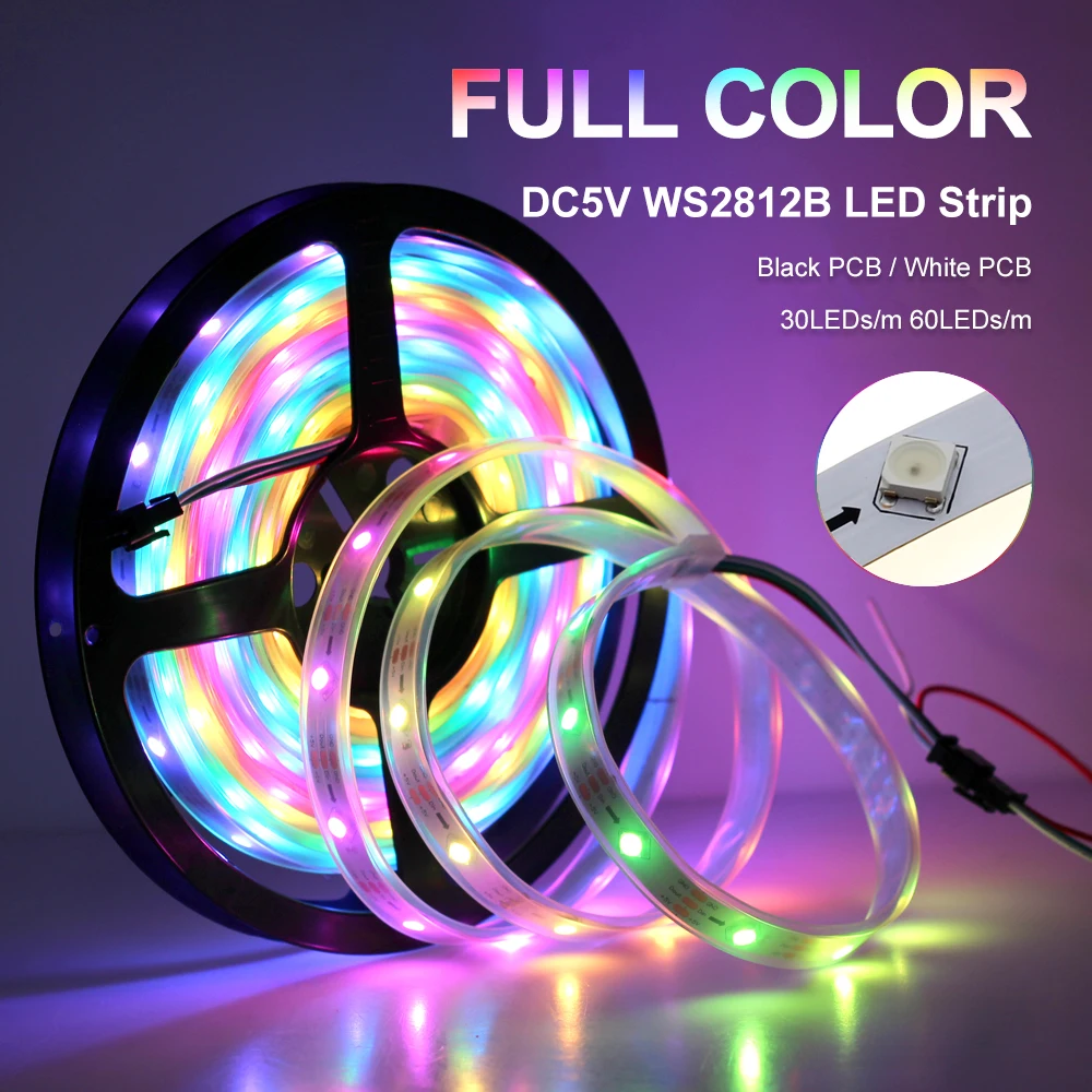 Новые поступления WS2812B Светодиодные ленты DC5V чип угол 45 градусов полноцветный RGB съемный Smart Pixel управление светодиодные ленты 5 м/лот