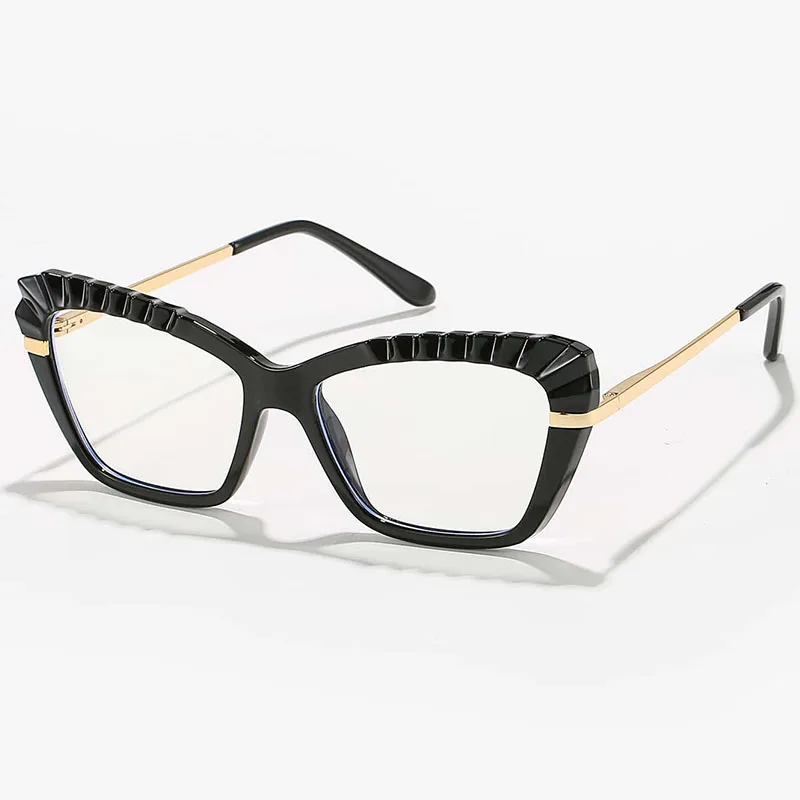 

Anti Blue Light Glasses Side Cut Plastic Metal Frame Eyewear Cat Eye Eyeglasses Classic Men Women Computer Optical Glasses