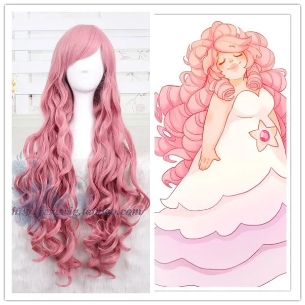 

Steven Universe women Rose Quartz cosplay wig Rose Quartz role play long pink wavy hair wig costumes