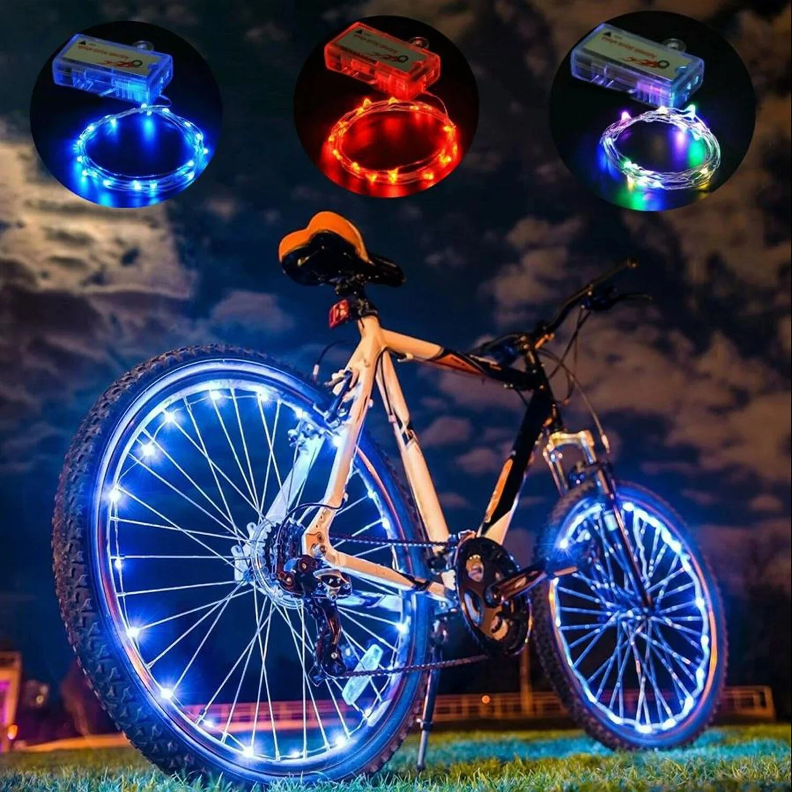 Bicycle 210CM Light String LED Safe Riding Waterproof Cool Novel Night Riding Practical Bicycle Accessories with AAA Battery