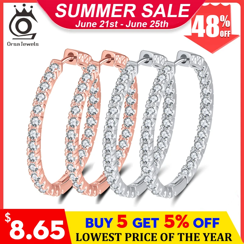 ORSA JEWELS Элегантное платиновое покрытие круглые серьги из серебра вымощена AAA