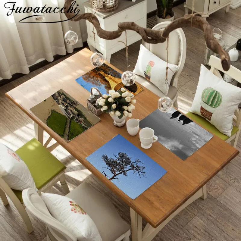 

Fuwatacchi Placemat Table Mat Pad Coffee Wine Tea Coasters Placemats Dining Table Place Mat Kitchen Tableware Home Customizable