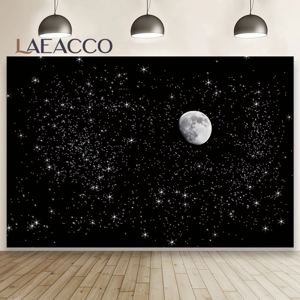 Laeacco Темная ночь Блестящий Звезда точка Луна зима фестиваль Вечеринка фотозона
