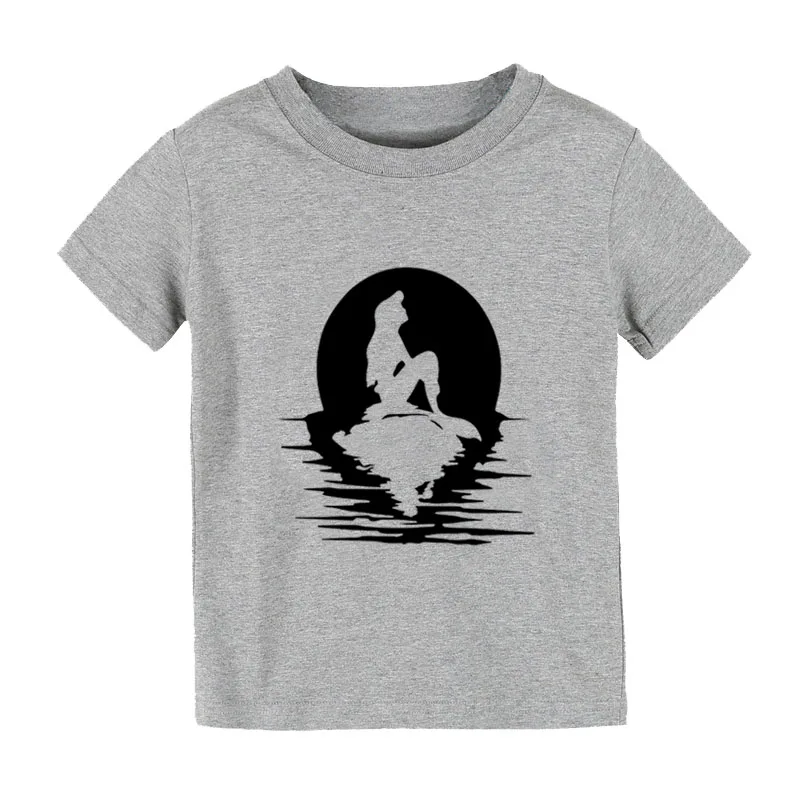 Рубашка с принтом принцессы русалки Детская футболка для мальчиков и девочек