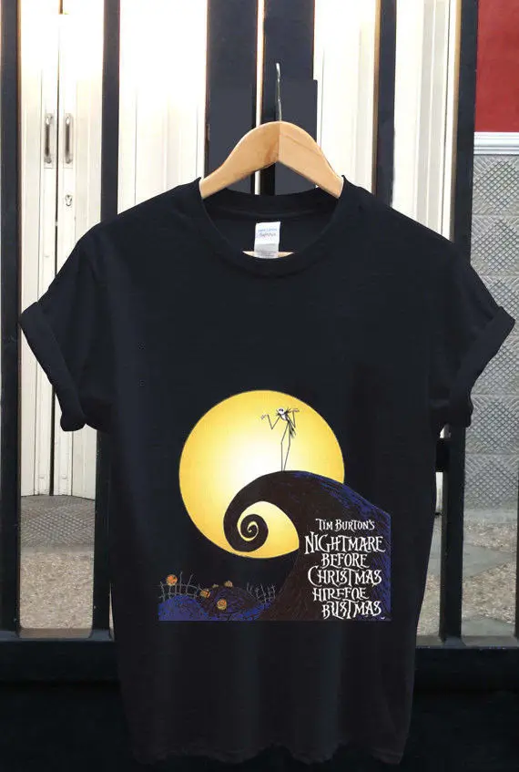 Винтажная Футболка Tim Burton's The Night Before ChristmasT Размеры: от S до 3XL футболка с рисунком