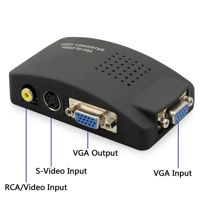 RCA композитный AV s видео в VGA конвертер коробка CC tv DVR ПК ноутбук к ТВ проектор вход