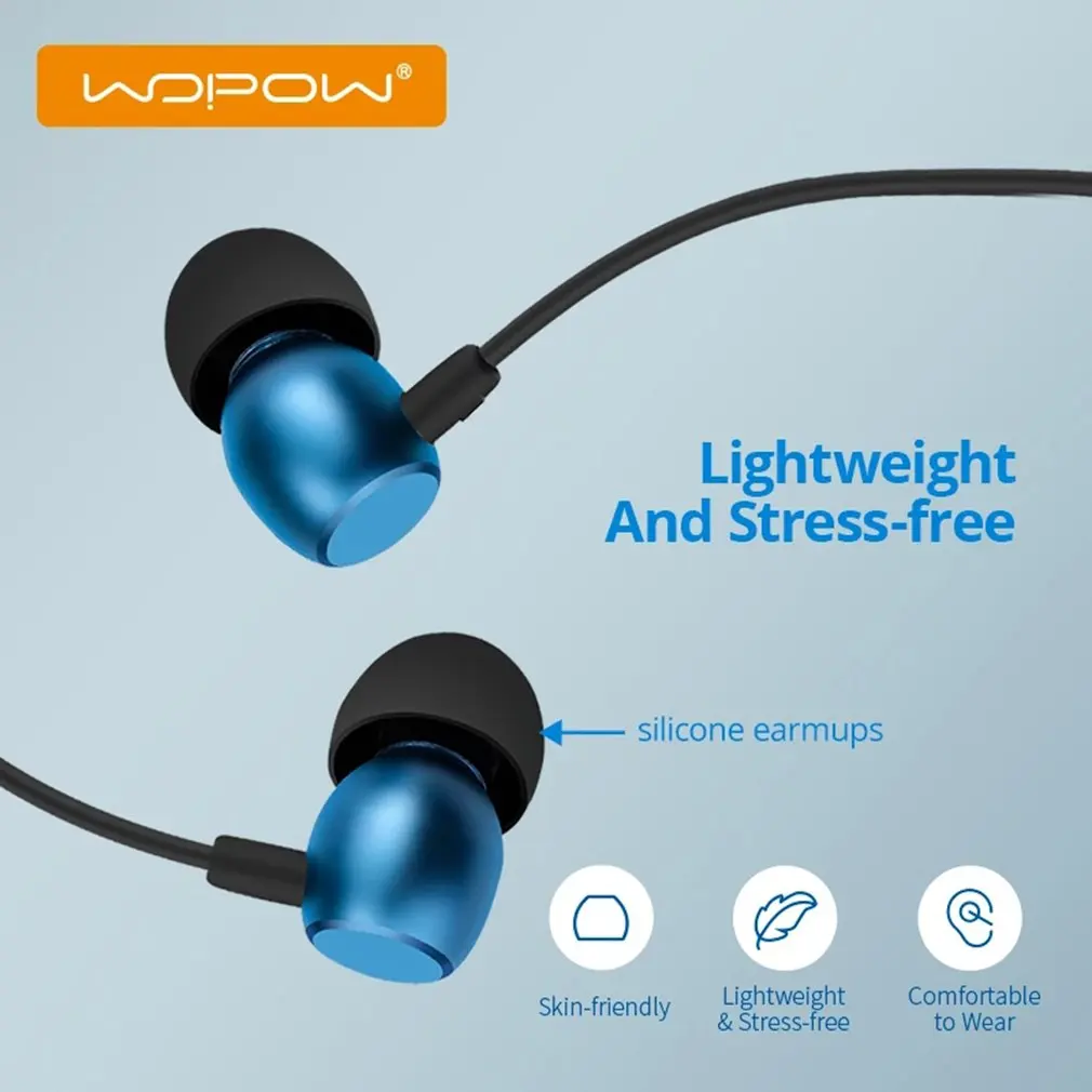 Проводные наушники WOPOW с микрофоном Hi-Fi стерео наушники-вкладыши супербасами и