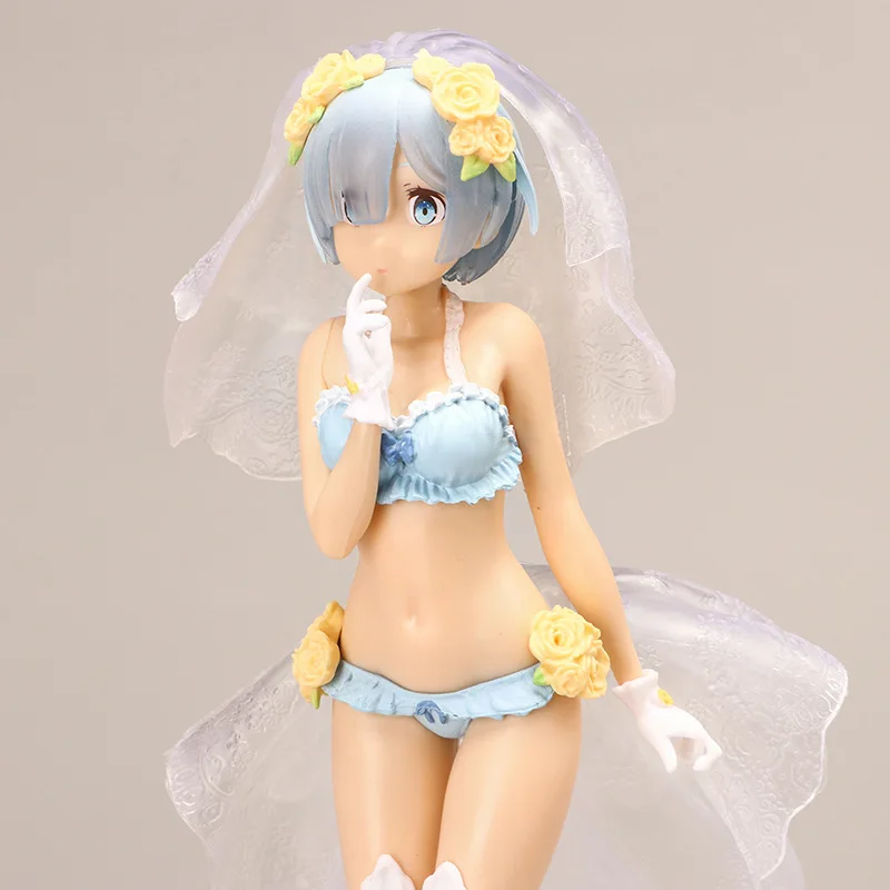 

22cm Rem Anime Re:Life In A Different World From Zero EXQ Rem Wedding dress Ver PVC Action Figure Figurine Model Toys Gift