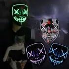 Светодиодный ная маска для Хэллоуина, для костюма диджея, светящаяся в темноте, неоновая маска, для вендетты