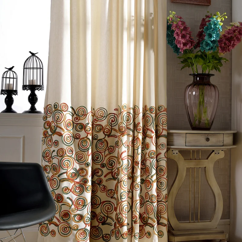 

Simple and Modern Cotton and Linen Curtain Cloth Embroidered Curtain Embroidered Curtain Curtains for Living Dining Room Bedroom