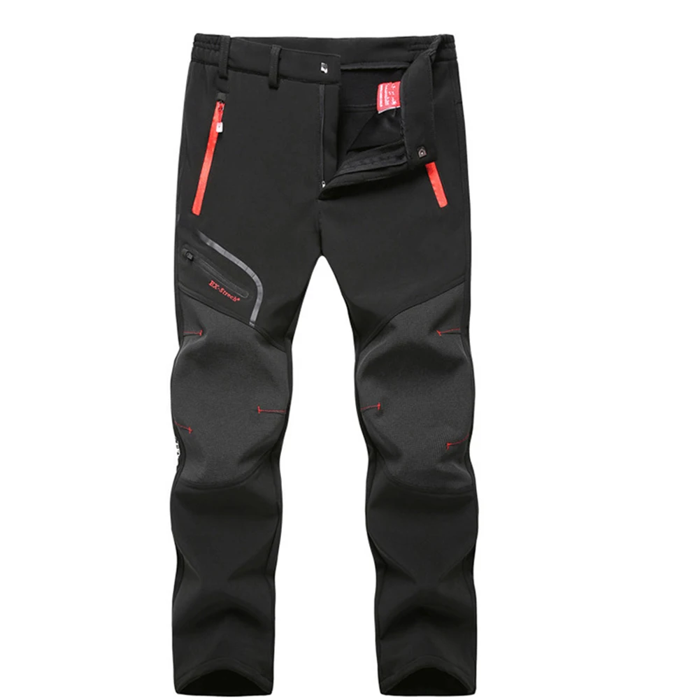 Мужские зимние уличные брюки большого размера флисовые водонепроницаемые для