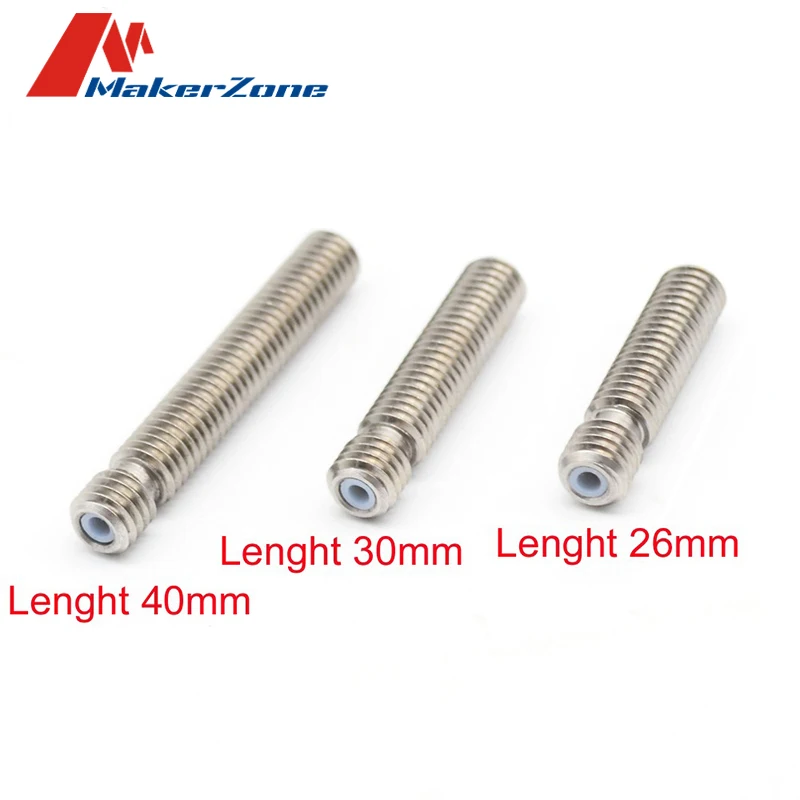 

M6 Throat 26 mm 30 mm 40 mm Length with PTFE Tube Inside for MK8 1.75mm Filament Extruder RepRap 3D Printer Part