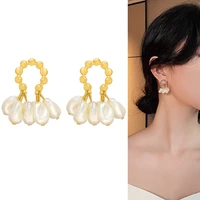 baroque pearl dangle earrings for women girls personalized eelgant french style irregular pearl earrings fashion jewelry gifts