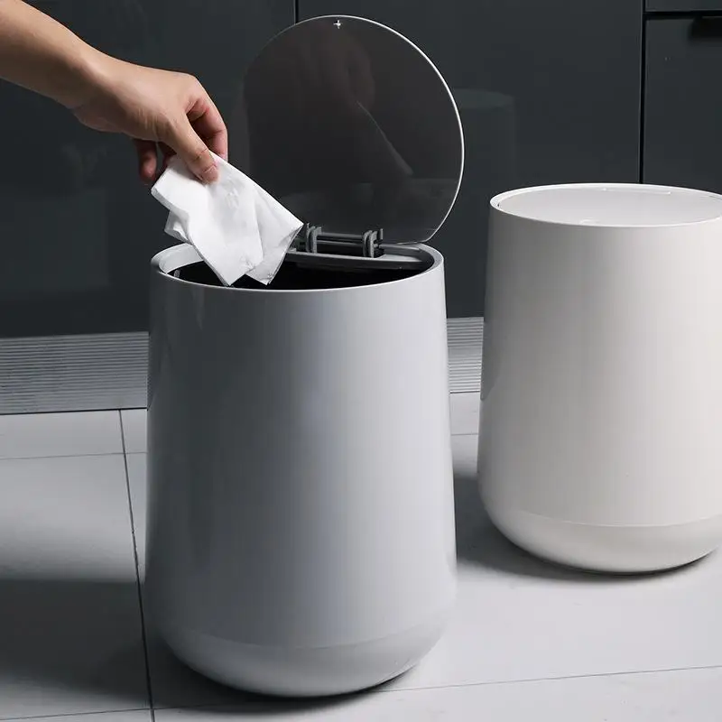 4/10L çift katmanlı çöp kutuları yaratıcı presleme tipi yuvarlak teneke kaplar masaüstü depolama kovaları kapaklı mutfak araba çöp kutusu