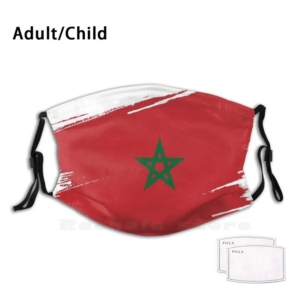 Morocco Flag T Shirt Print Washable Filter Anti Dust Mouth Mask Flags | Аксессуары для одежды