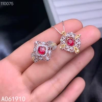 kjjeaxcmy boutique jewelry 925 sterling silver inlaid natural ruby ring necklace female suit support detection trendy