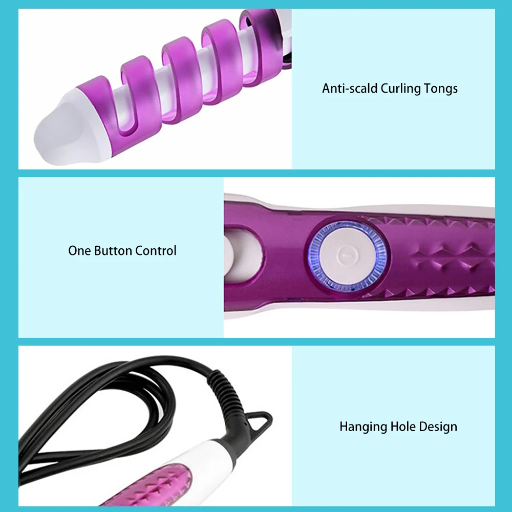 

Professional Ceramic Barrel Magic Spiral Curling Iron Curler Electric Hair Curler Beauty Curling Wand Hair Styling Tools