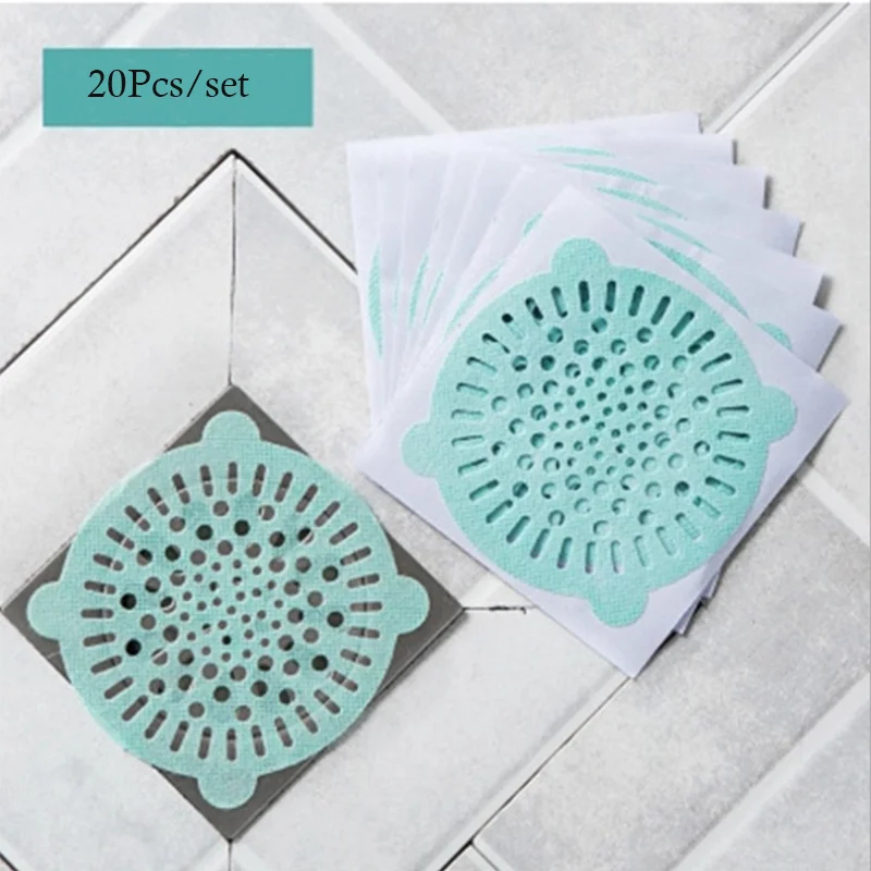 

20Pcs/set Disposable Shower Drain Hair Catcher Floor Drain Toilet Anti-blocking Hair Filter Sticker for Bathroom Kitchen Tools