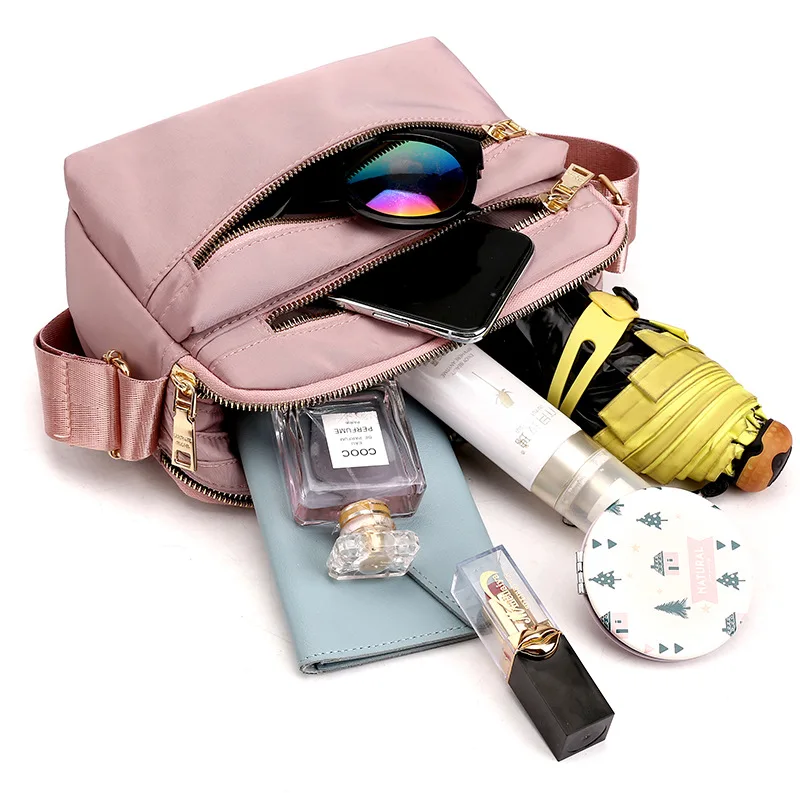 

Fashion Women Nylon Shoulder Bag Waterproof Multi-Pocket Zipper Bag Luxury Designer Purses and Handbags Women Crossbody Bags