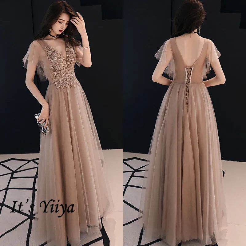 Женское вечернее платье It's Yiiya однотонное с v образным вырезом и коротким