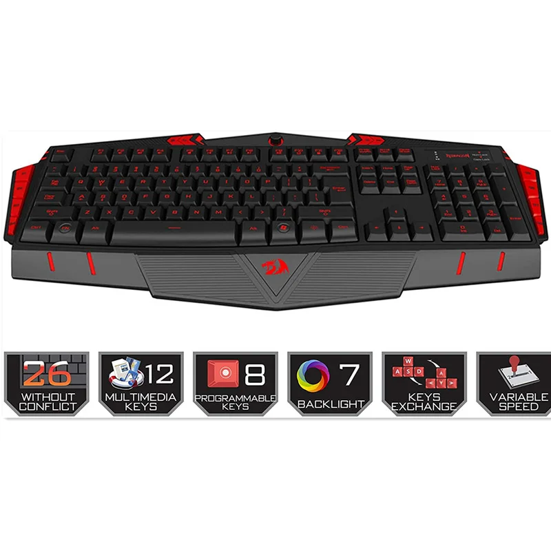 Игровая USB клавиатура REDRAGON Asura K501 7 цветная подсветка 116 стандартных клавиш 8