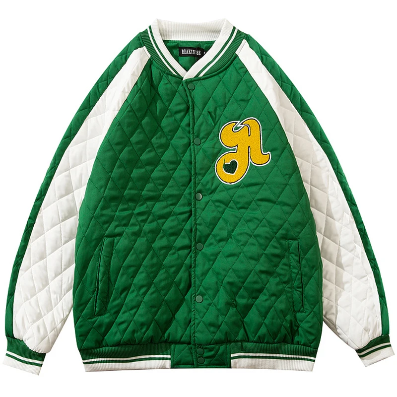 

Unisex Harajuku Patchwork Bear Embroidery Thick Parka Winter Male Jacket Clothes Couple Coats Mens 100% Cotton Parkas Jackets