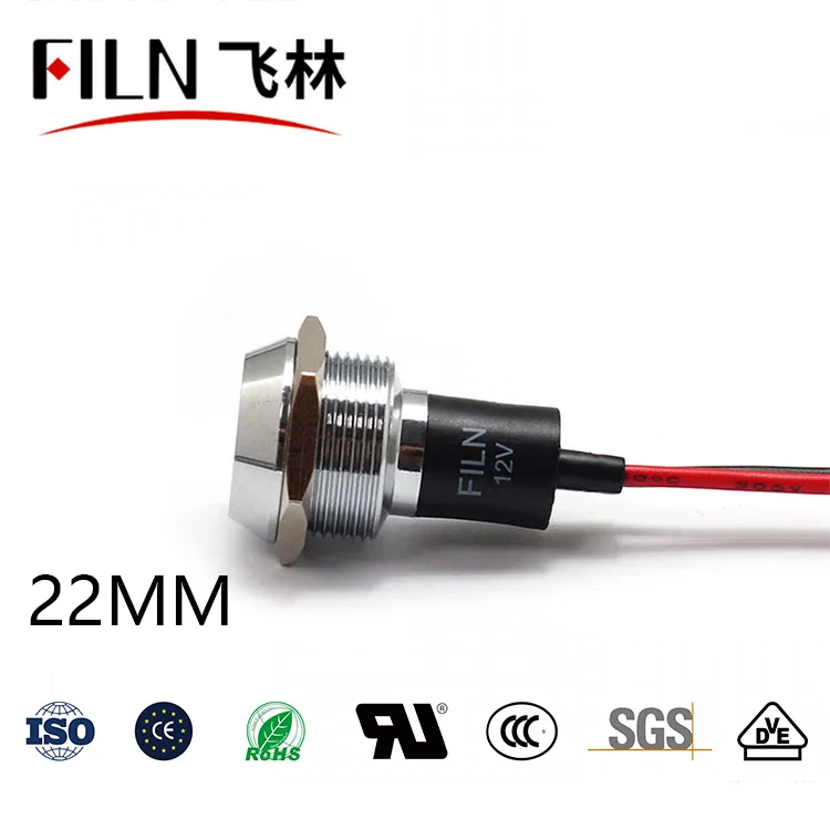 FILN Metal 22mm Mounting Size Wired Terminal Indicator Light 12v 24v 110v 220v LED indicator light | Лампы и освещение