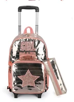 school wheeled backpack for girls children school rolling backpack bag kids trolley bag with wheels travel luggage trolley bags