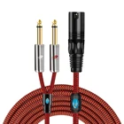 Двойной 6,35 мм Jack 14 ''TS моно-штекер XLR 3-контактный разъем аудио кабель для микшер усилитель домашний Hi-Fi стерео y-разветвитель экранированный шнуры