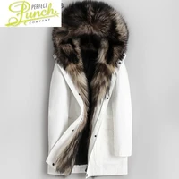 real parka fur coat men winter long jacket natural wolf fur collar rabbit fur liner warm parkas hombre 4784 kj3012